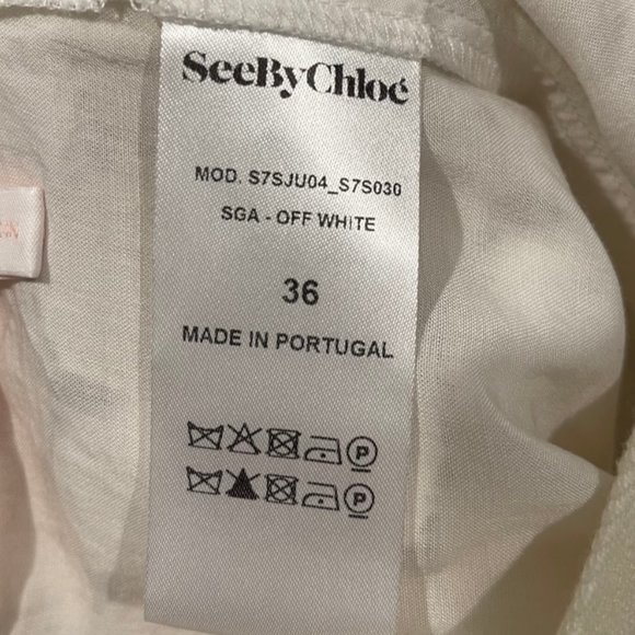 SEE BY CHLOE Boho Fringed Crochet Beige Skirt - Picture 5 of 5